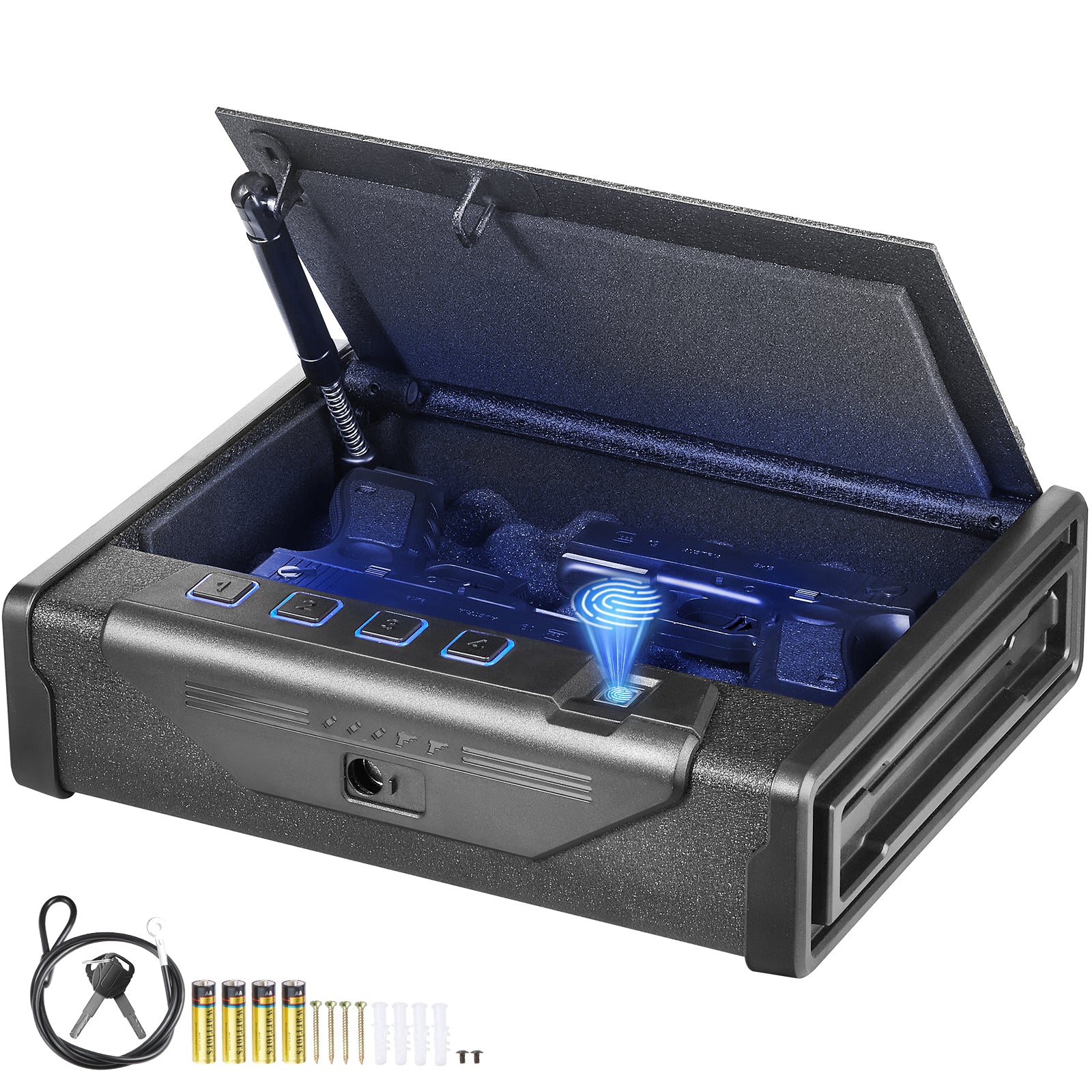 Advanced Biometric Q235 Steel Pistol Safe with 3-Way Quick Access & LED Illumination