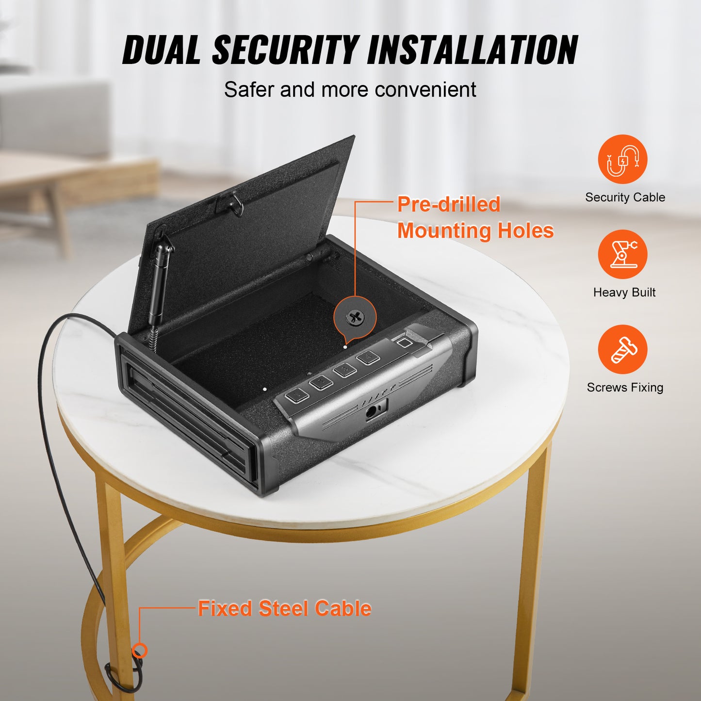 Advanced Biometric Q235 Steel Pistol Safe with 3-Way Quick Access & LED Illumination