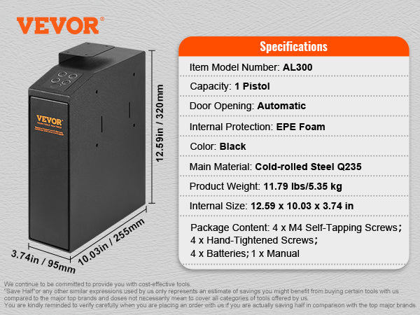 Advanced Biometric Q235 Steel Pistol Safe with 3-Way Quick Access & LED Illumination