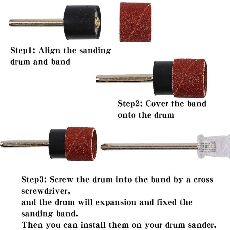 Grit Sanding Drums Kit with Sanding Bands and Mandrels, Fit for Dremel Nail Drill Rotary Tool Polishing & Grinding