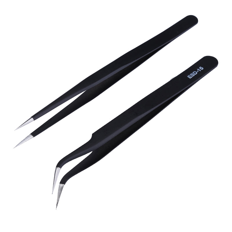 Stainless Steel ESD Tweezer Set, Anti-Static Precision Tweezers Tool Kit for Electronics Repair, Jewelry Making