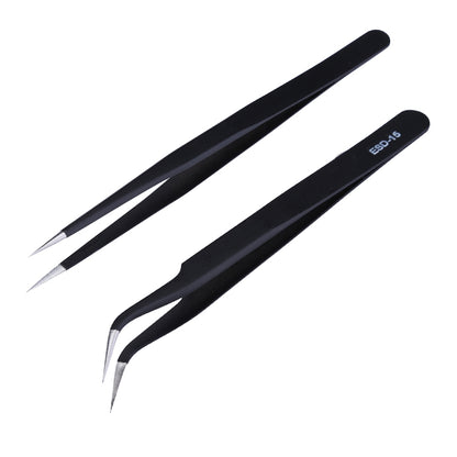 Stainless Steel ESD Tweezer Set, Anti-Static Precision Tweezers Tool Kit for Electronics Repair, Jewelry Making