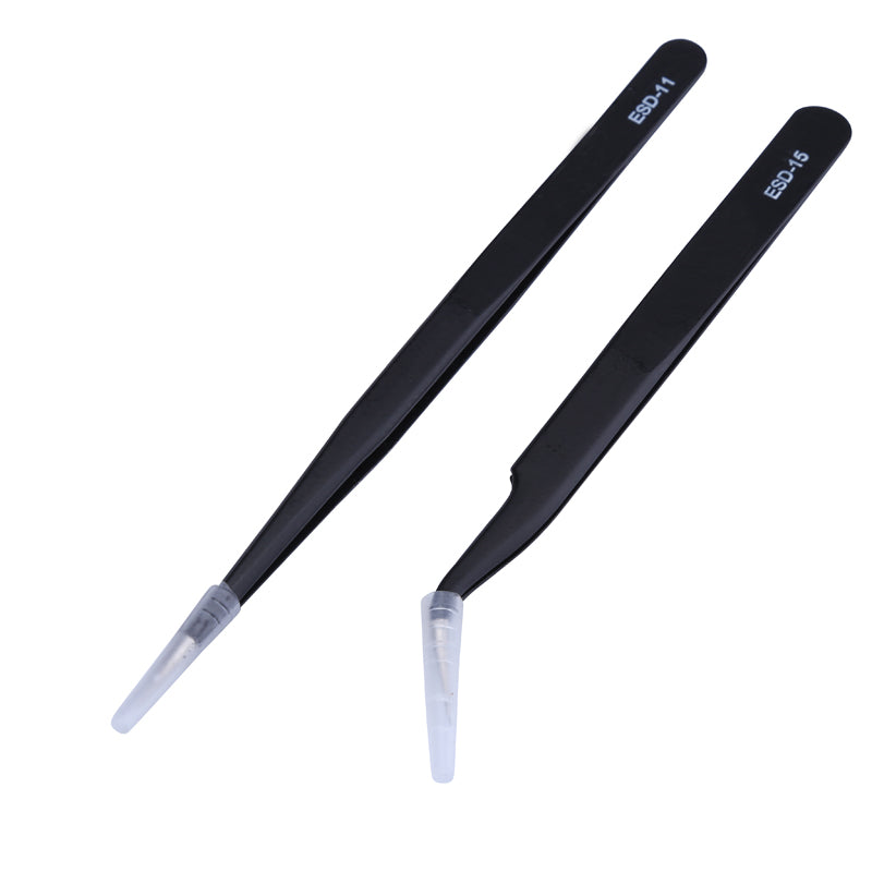 Stainless Steel ESD Tweezer Set, Anti-Static Precision Tweezers Tool Kit for Electronics Repair, Jewelry Making