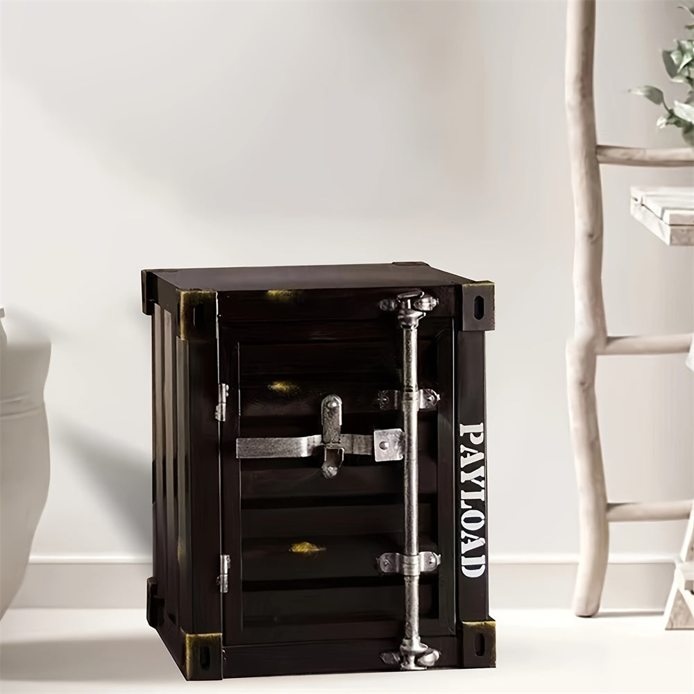 Industrial Style Cabinet Coffee Table & Side Table, Iron Creative Bedside Cabinet with Small Storage Cabinet
