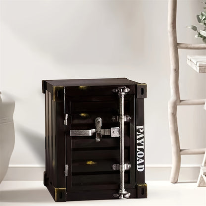 Industrial Style Cabinet Coffee Table & Side Table, Iron Creative Bedside Cabinet with Small Storage Cabinet