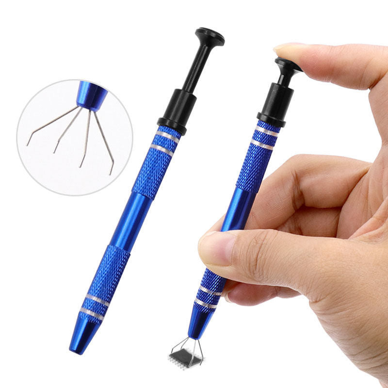 Electronic Component Grabber Tool, 4 Claw IC BGA Chip Gripper Extractor Screw Picker Pick Up Pen for Electronic Repair