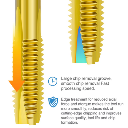 HSS Titanium Coated Metric Thread Tap Drill Bit Set Straight Flute Hand Tapping Tools For Metalwork 1