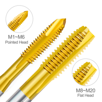 HSS Titanium Coated Metric Thread Tap Drill Bit Set Straight Flute Hand Tapping Tools For Metalwork 2