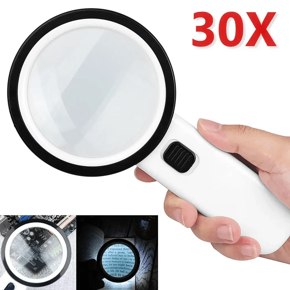 30X Illuminated Magnifying Glass with 12 LED Lights and Optional Gift Box