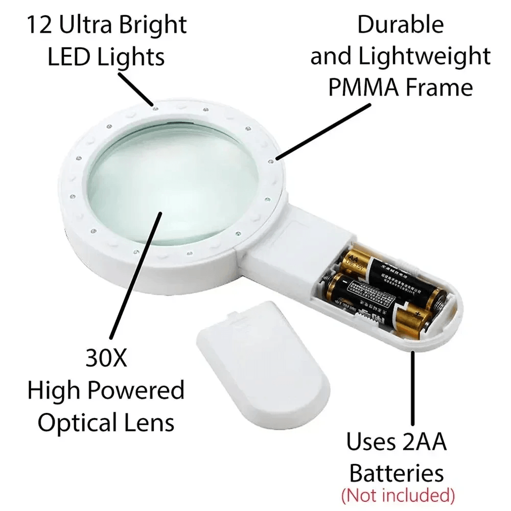 30X Illuminated Magnifying Glass With 12 LED Lights And Optional Gift Box 3