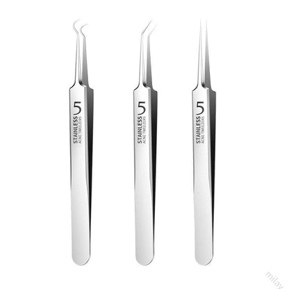 Professional German Ultra-Fine Tweezers, Blackhead Remover, Pimple Extractor & Acne Needle Tool for Spa, or Home Facial