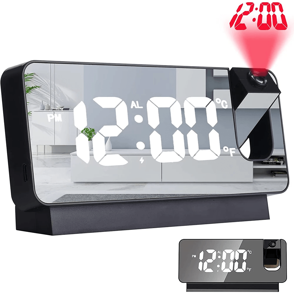180 Degree Projection LED Alarm Clock With USB Charging And Ceiling Display 1