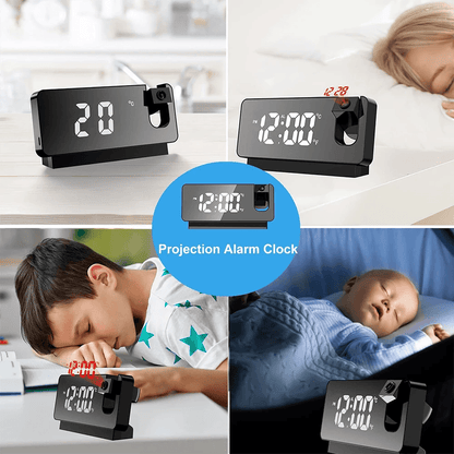 180 Degree Projection LED Alarm Clock With USB Charging And Ceiling Display 3