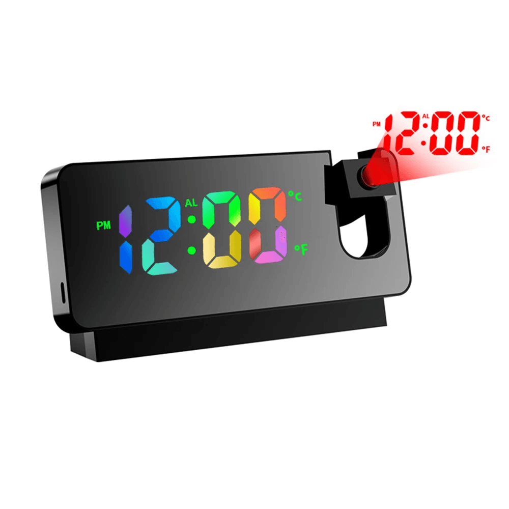 180 Degree Projection LED Alarm Clock With USB Charging And Ceiling Display 8