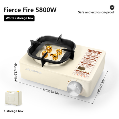 Portable Camping Gas Stove 5800W High Firepower Outdoor Cassette Burner Windproof Design For Picnic 7
