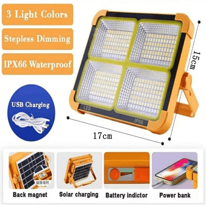 Rechargeable Solar Flood Light For Outdoor Use LED Construction Spotlight 6