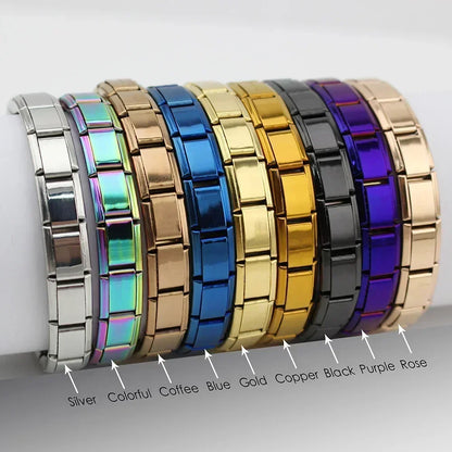 Fashion Hapiship Women Wide Italian Elastic Charm Bracelet, Stainless Steel Bangle Jewelry for Stylish Everyday Wear