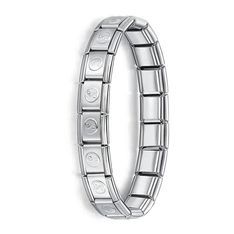 Fashion Hapiship Women Wide Italian Elastic Charm Bracelet, Stainless Steel Bangle Jewelry for Stylish Everyday Wear