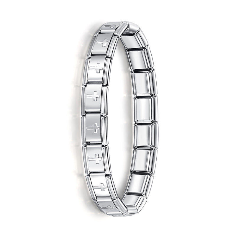 Fashion Hapiship Women Wide Italian Elastic Charm Bracelet, Stainless Steel Bangle Jewelry for Stylish Everyday Wear
