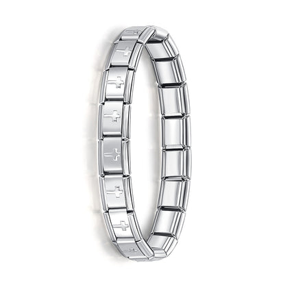 Fashion Hapiship Women Wide Italian Elastic Charm Bracelet, Stainless Steel Bangle Jewelry for Stylish Everyday Wear