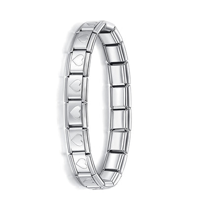 Fashion Hapiship Women Wide Italian Elastic Charm Bracelet, Stainless Steel Bangle Jewelry for Stylish Everyday Wear