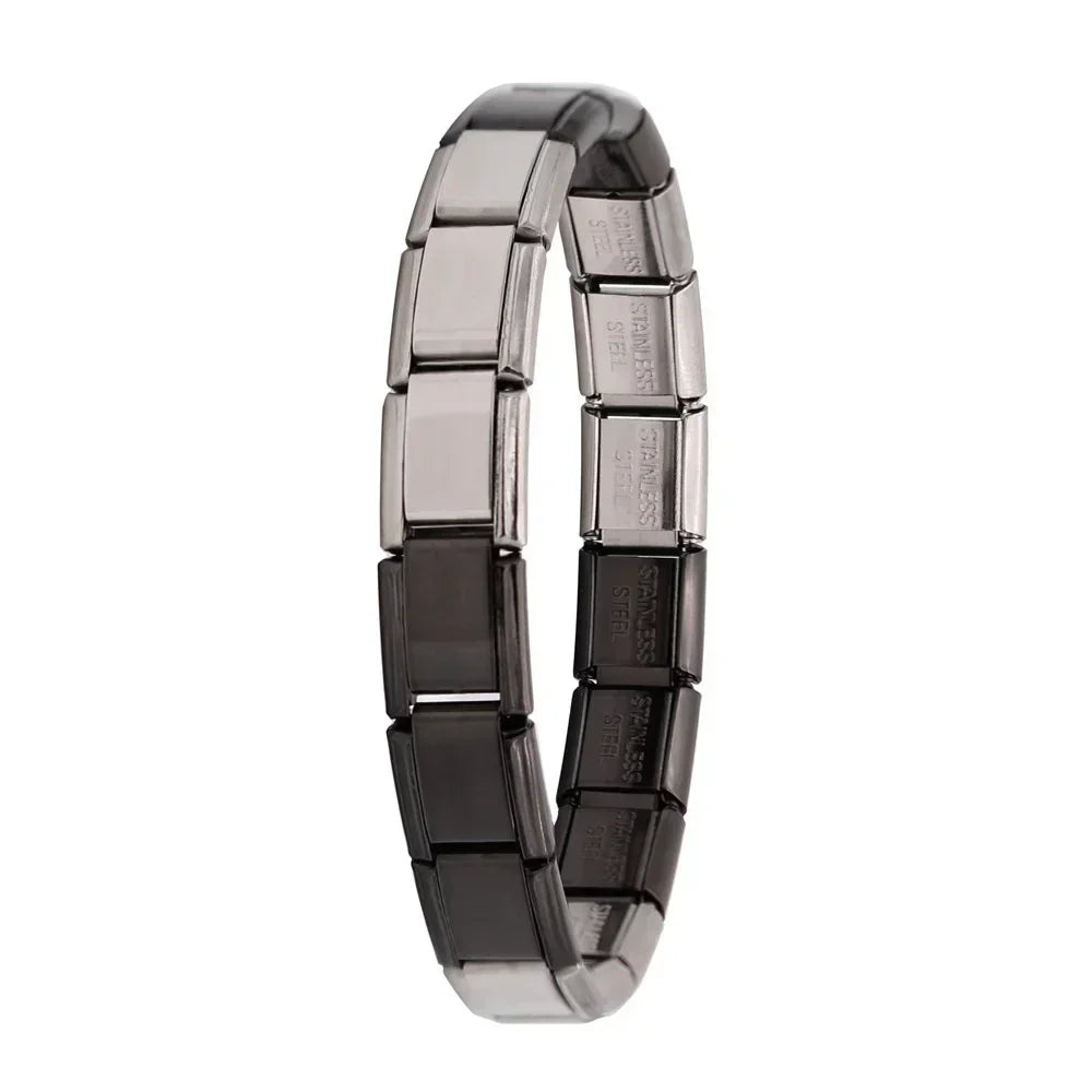Fashion Hapiship Women Wide Italian Elastic Charm Bracelet, Stainless Steel Bangle Jewelry for Stylish Everyday Wear