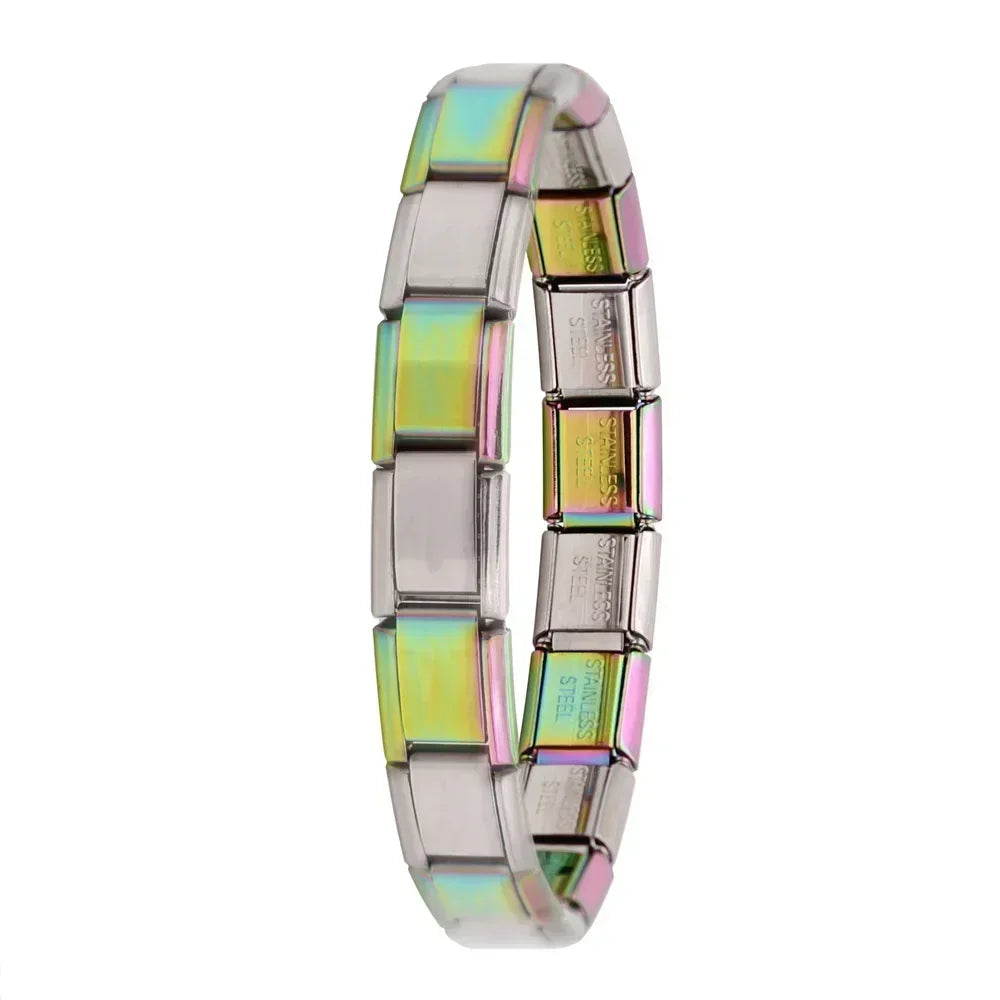 Fashion Hapiship Women Wide Italian Elastic Charm Bracelet, Stainless Steel Bangle Jewelry for Stylish Everyday Wear