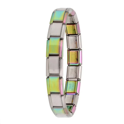 Fashion Hapiship Women Wide Italian Elastic Charm Bracelet, Stainless Steel Bangle Jewelry for Stylish Everyday Wear