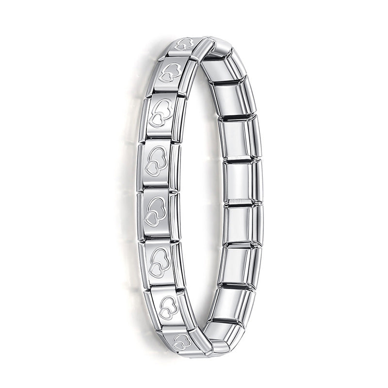 Fashion Hapiship Women Wide Italian Elastic Charm Bracelet, Stainless Steel Bangle Jewelry for Stylish Everyday Wear
