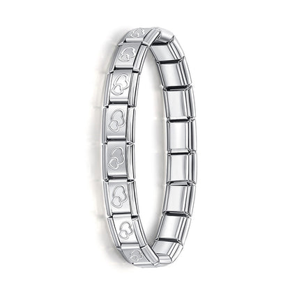 Fashion Hapiship Women Wide Italian Elastic Charm Bracelet, Stainless Steel Bangle Jewelry for Stylish Everyday Wear