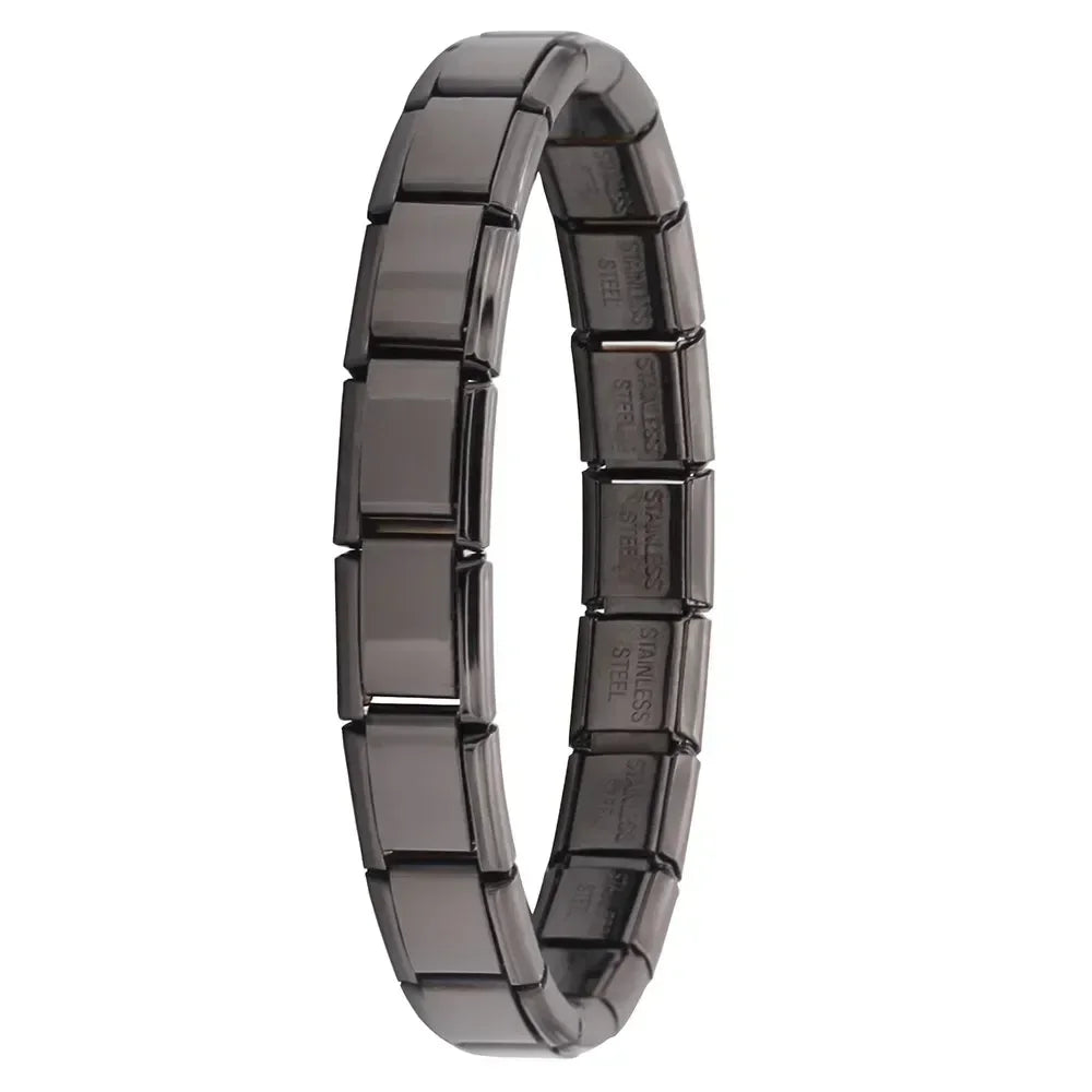 Fashion Hapiship Women Wide Italian Elastic Charm Bracelet, Stainless Steel Bangle Jewelry for Stylish Everyday Wear