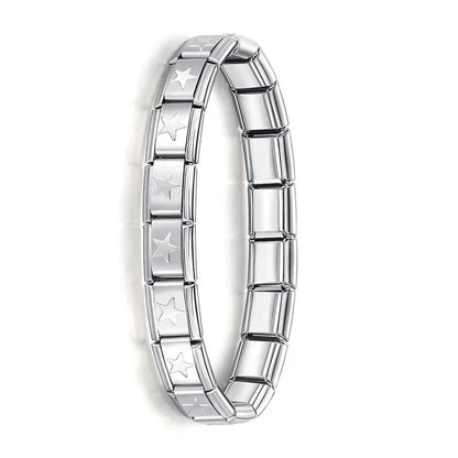 Fashion Hapiship Women Wide Italian Elastic Charm Bracelet, Stainless Steel Bangle Jewelry for Stylish Everyday Wear