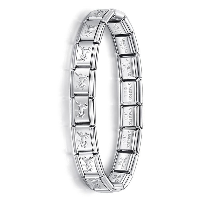 Fashion Hapiship Women Wide Italian Elastic Charm Bracelet, Stainless Steel Bangle Jewelry for Stylish Everyday Wear