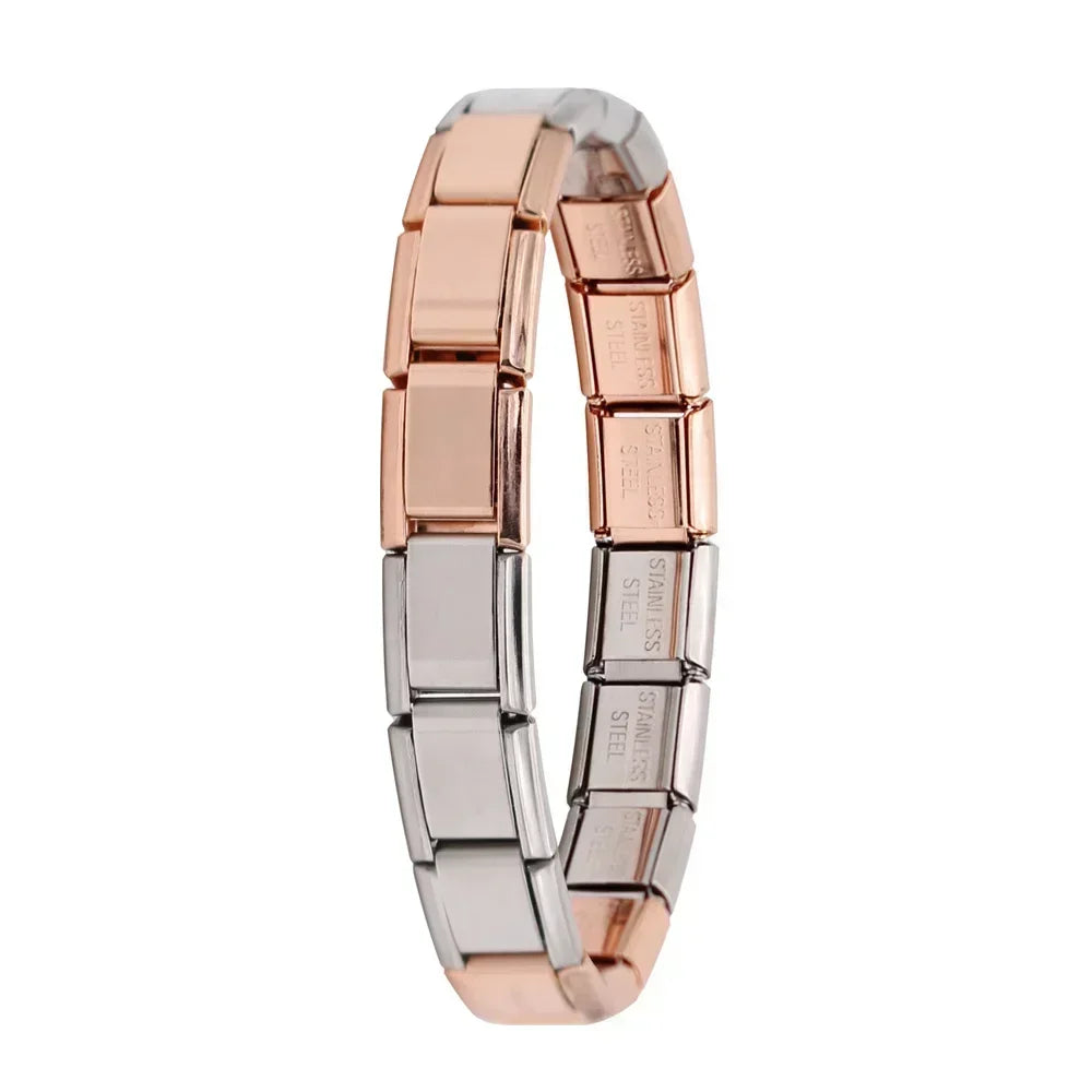 Fashion Hapiship Women Wide Italian Elastic Charm Bracelet, Stainless Steel Bangle Jewelry for Stylish Everyday Wear