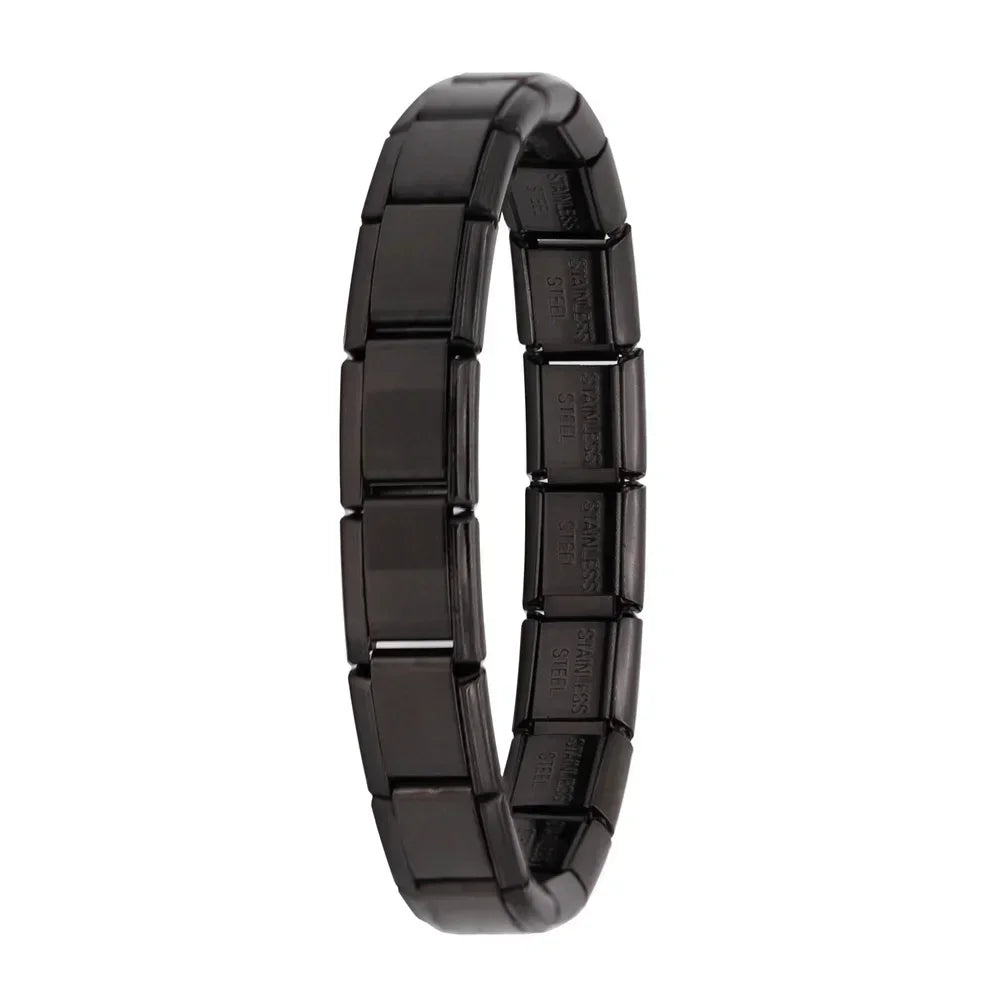 Fashion Hapiship Women Wide Italian Elastic Charm Bracelet, Stainless Steel Bangle Jewelry for Stylish Everyday Wear