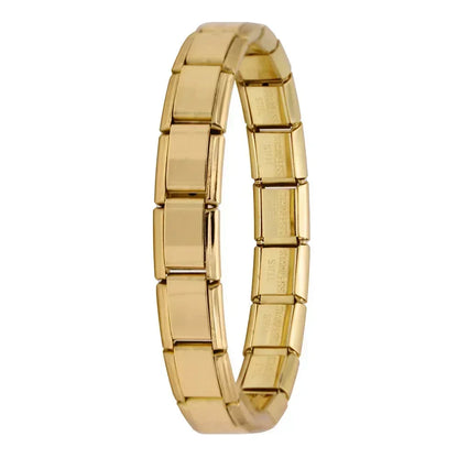 Fashion Hapiship Women Wide Italian Elastic Charm Bracelet, Stainless Steel Bangle Jewelry for Stylish Everyday Wear
