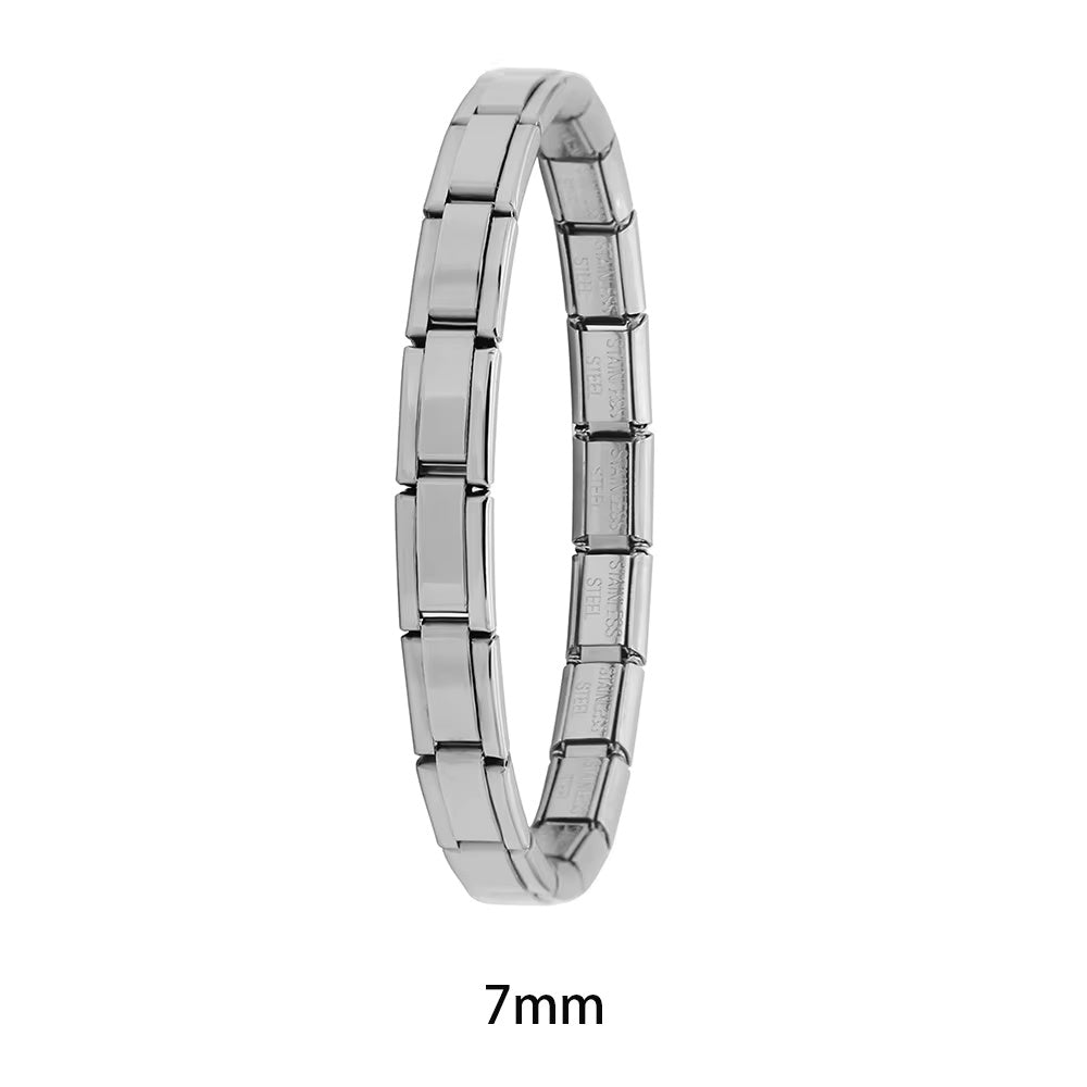 Fashion Hapiship Women Wide Italian Elastic Charm Bracelet, Stainless Steel Bangle Jewelry for Stylish Everyday Wear