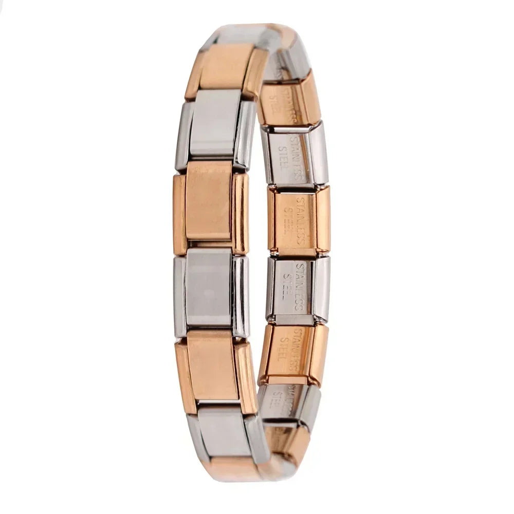 Fashion Hapiship Women Wide Italian Elastic Charm Bracelet, Stainless Steel Bangle Jewelry for Stylish Everyday Wear