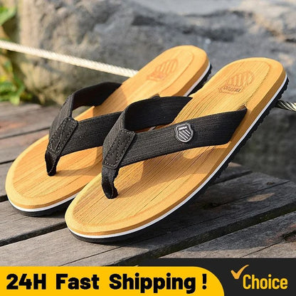 Casual Summer Flip Flops for Men with Non Slip Sole Flat Slides Comfortable Indoor Outdoor Beach House Sandals Slippers