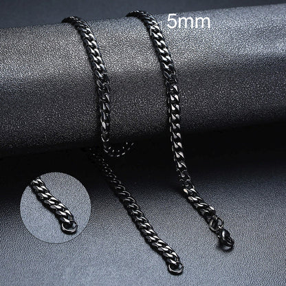 Basic Punk Cuban Chain Necklace for Men Women, Vintage Gold Solid Metal Curb Link Choker, Stainless Steel Jewelry