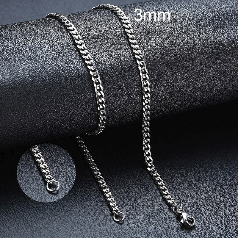 Basic Punk Cuban Chain Necklace for Men Women, Vintage Gold Solid Metal Curb Link Choker, Stainless Steel Jewelry