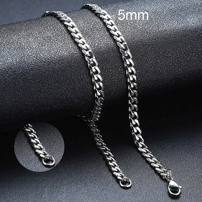 Basic Punk Cuban Chain Necklace for Men Women, Vintage Gold Solid Metal Curb Link Choker, Stainless Steel Jewelry
