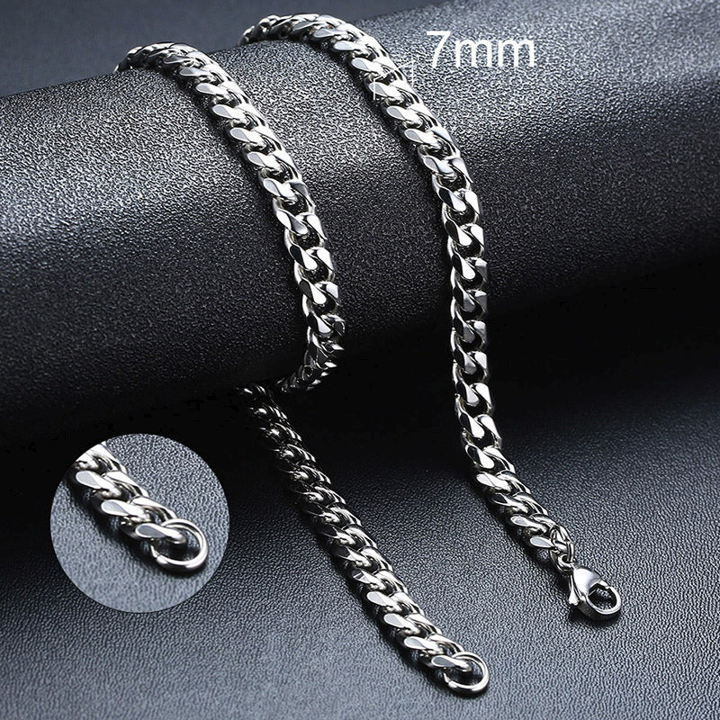 Basic Punk Cuban Chain Necklace for Men Women, Vintage Gold Solid Metal Curb Link Choker, Stainless Steel Jewelry