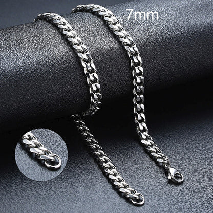 Basic Punk Cuban Chain Necklace for Men Women, Vintage Gold Solid Metal Curb Link Choker, Stainless Steel Jewelry