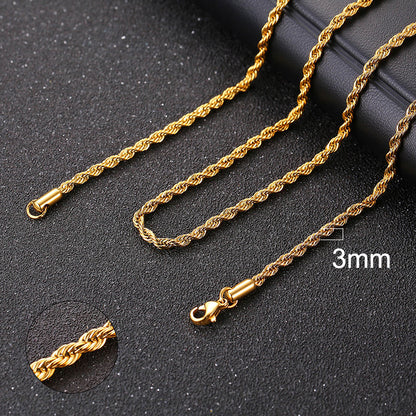 Basic Punk Cuban Chain Necklace for Men Women, Vintage Gold Solid Metal Curb Link Choker, Stainless Steel Jewelry