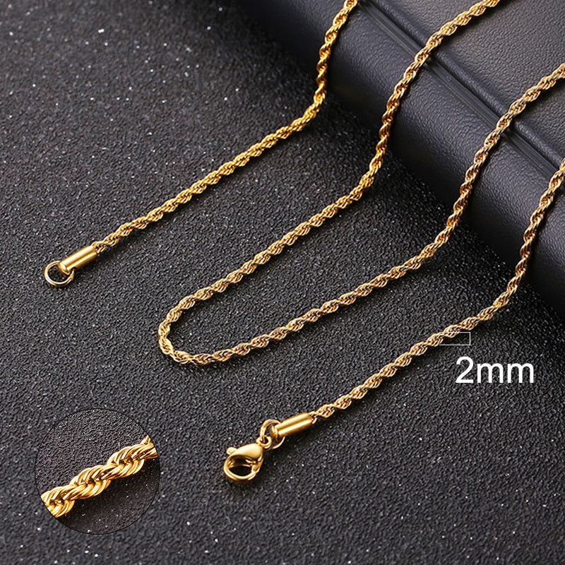 Basic Punk Cuban Chain Necklace for Men Women, Vintage Gold Solid Metal Curb Link Choker, Stainless Steel Jewelry