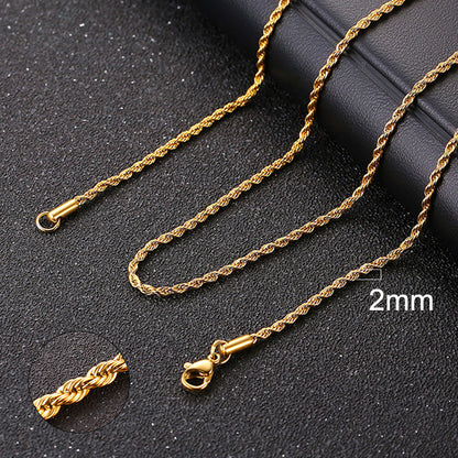 Basic Punk Cuban Chain Necklace for Men Women, Vintage Gold Solid Metal Curb Link Choker, Stainless Steel Jewelry