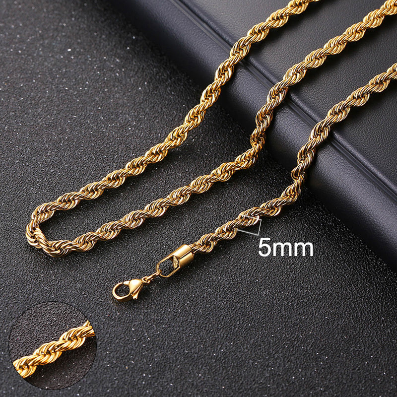 Basic Punk Cuban Chain Necklace for Men Women, Vintage Gold Solid Metal Curb Link Choker, Stainless Steel Jewelry