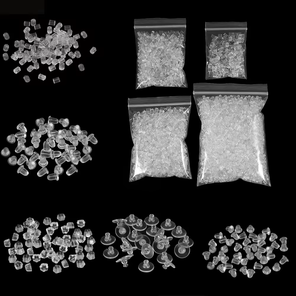 Soft Silicone Rubber Earring Back Stoppers for Stud Earrings, DIY Earring Findings & Bullet Tube Ear Plugs Accessories