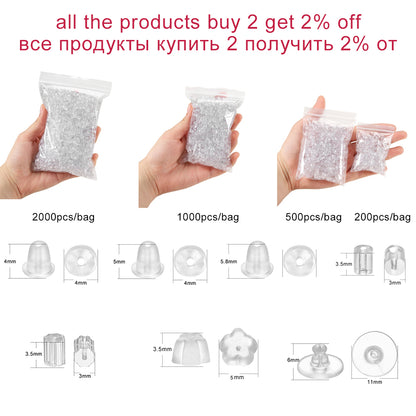 Soft Silicone Rubber Earring Back Stoppers For Stud Earrings DIY Earring Findings  Bullet Tube Ear  1